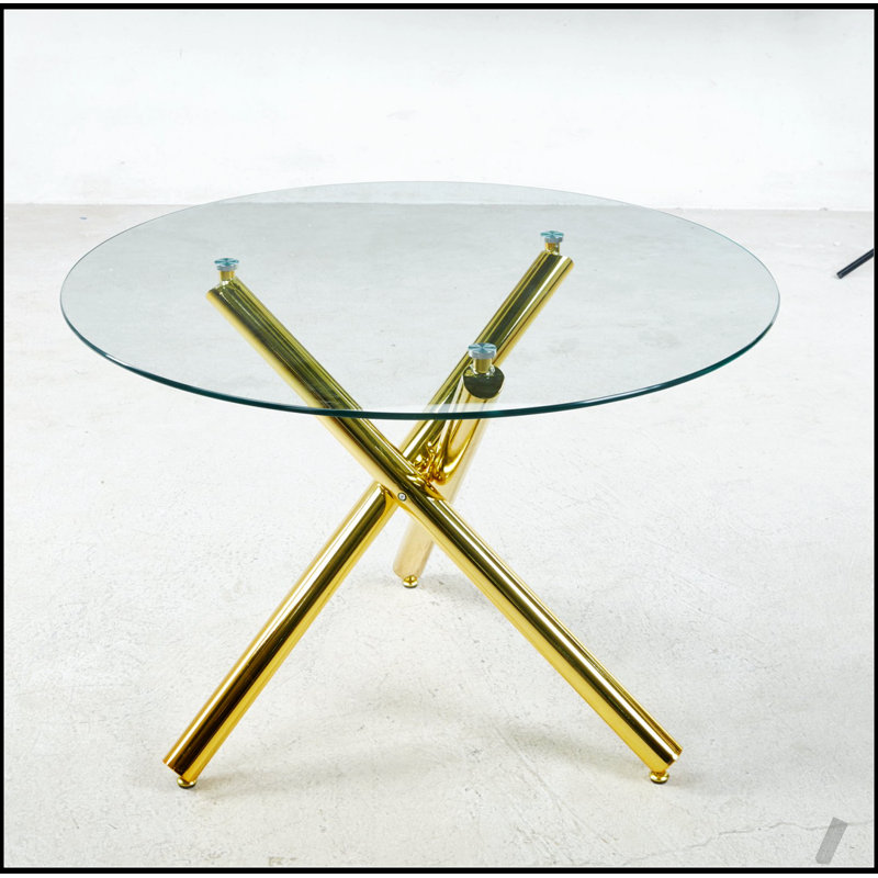 Table de salle à manger Golden avec pieds en métal et conception moderne peu encombrante pour les salons élégants, Doré