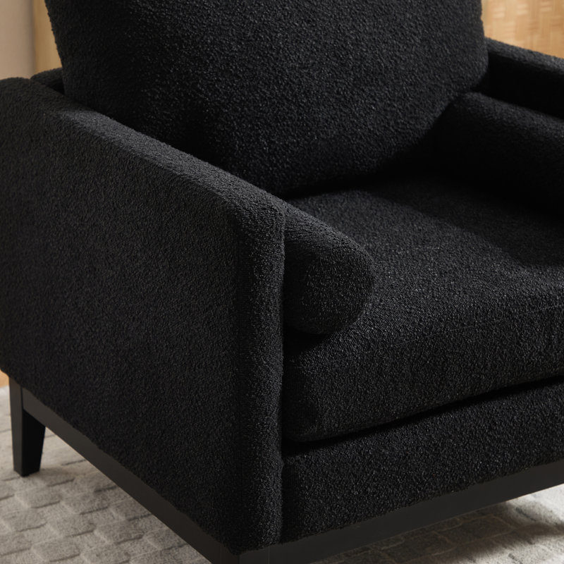 Fauteuil d'appoint rembourré l 35,41 po avec coussins, Polyester noir, Noir, noir, noir, noir