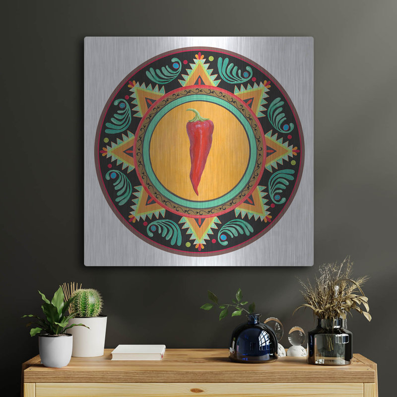 Bungalow Bungalow «Talavera Tex-mex 1» par Art Licensing Studio, art mural en métal, H 24 po x l 24 po