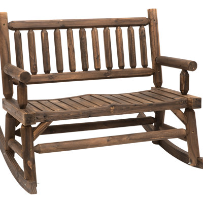 Fauteuil à bascule en noyer pour deux personnes - et espaces extérieurs confortables dans le jardin ou la terrasse - Conception en rondins - Espaces en noyer - Assises larges et incurvées, confort optimal pour tout le corps