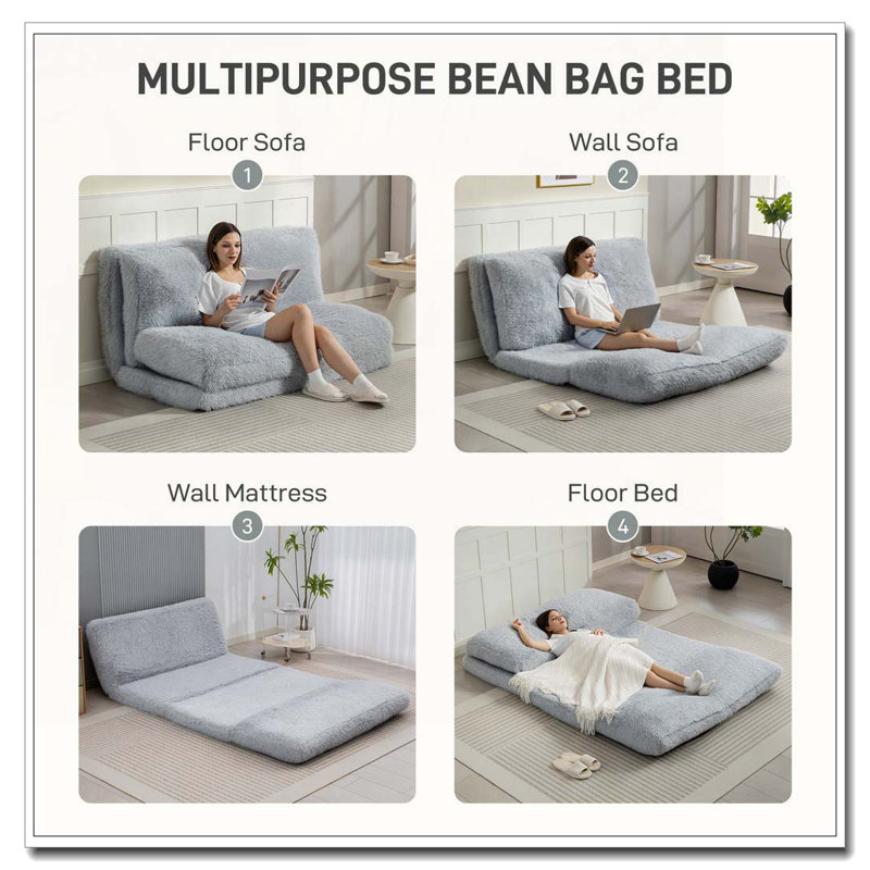 Canapé-lit Bean Bag, Gris clair