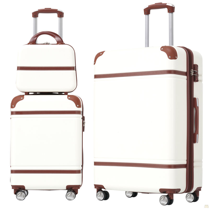 Valise à roulettes Hardshell 3 pièces 20 "+ 28" Valise avec serrure TSA légère, blanche, H 30,3 po x l 20,1 po x P 12,4 po