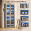 Bibliothèque moderne grise de 170 cm de haut avec portes en acrylique cannelé et éclairage DEL