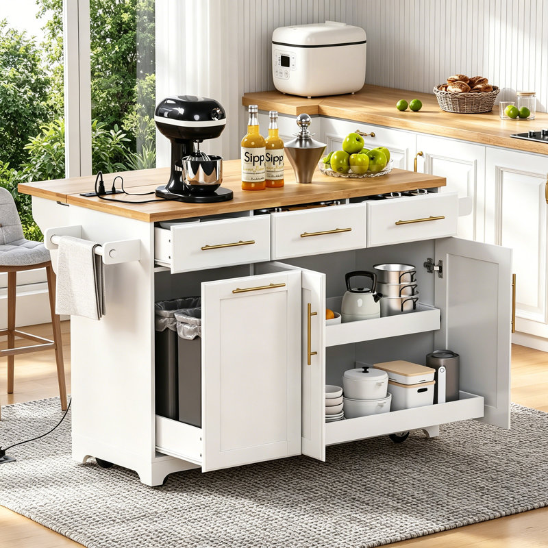 Kitchen Island Storage Cart With Drop Leaf