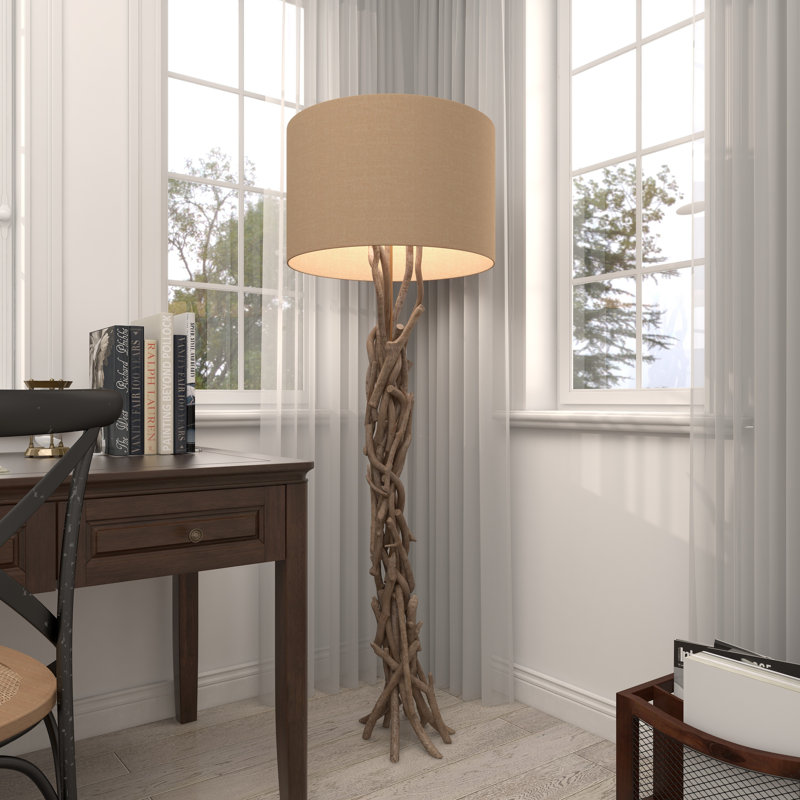 Boyett Solid Wood Floor Lamp with Linen Shade