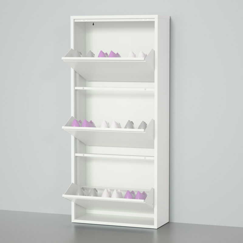 Metal Shoe Rack 3 Drawers, White