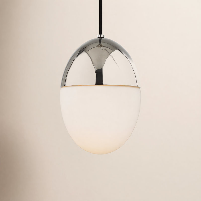 Sanaria 1 - Light Single Pendant, Polished Nickel, 15" H x 10" W x 10" D