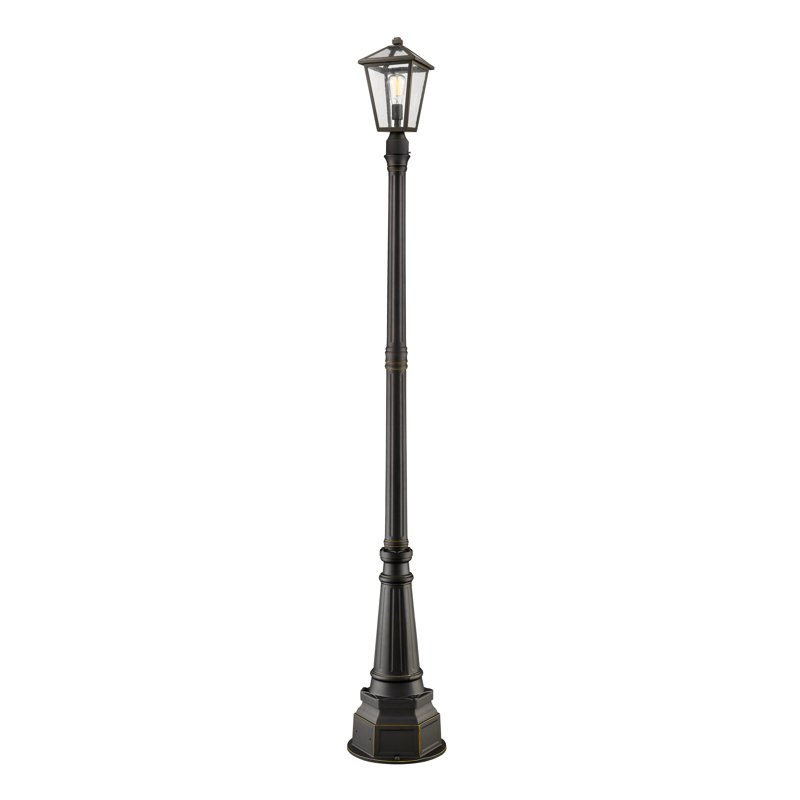 Luminaire à fixation sur mât câblé à 1 lumière Wubin, Bronze huilé, Bullé, H 96,75 po x l 14,75 po x P 14,75 po