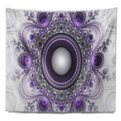 Motif fractal mauve abstrait avec cercles tapisserie
