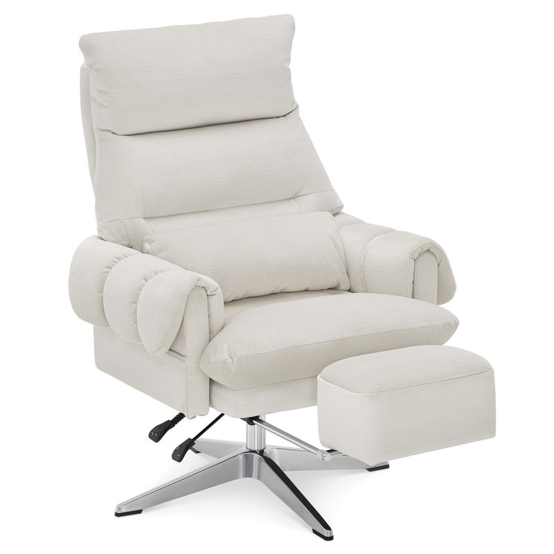 Reclining Facial Beauty Chair with 360°Swivel and Adjustable Footrest, Fabric