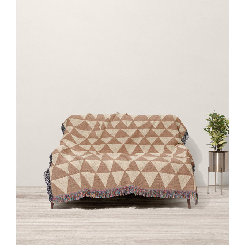 Asaba Abstract Cotton Throw Blanket, 60" x 80" – Queen, Teal