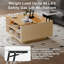Table basse à plateau relevable en bois multi-fonctions avec grand espace de rangement