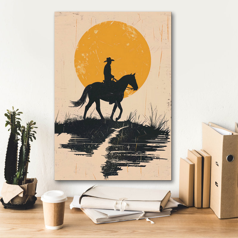 Art mural sur toile Epic Graffiti «Cowboy In The Sunset» par Andreas Magnusson, H 26 po x l 18 po x P 0,75 po