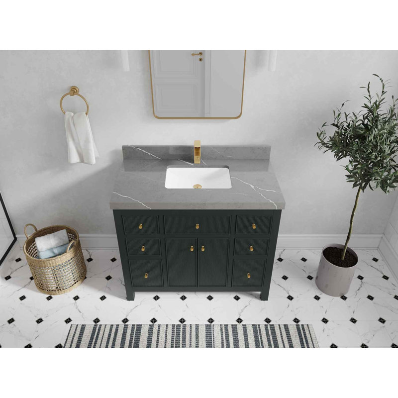 Ensemble de meuble-lavabo simple 42 po, Gris Piatra, Forêt foncée