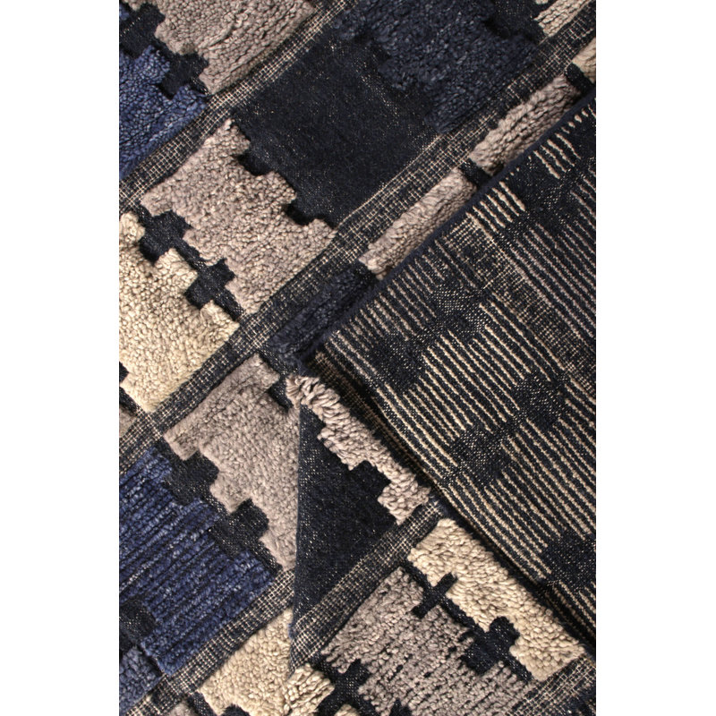 Hand Knotted Wool Geometric Area Rug, Rectangle 10' x 14'