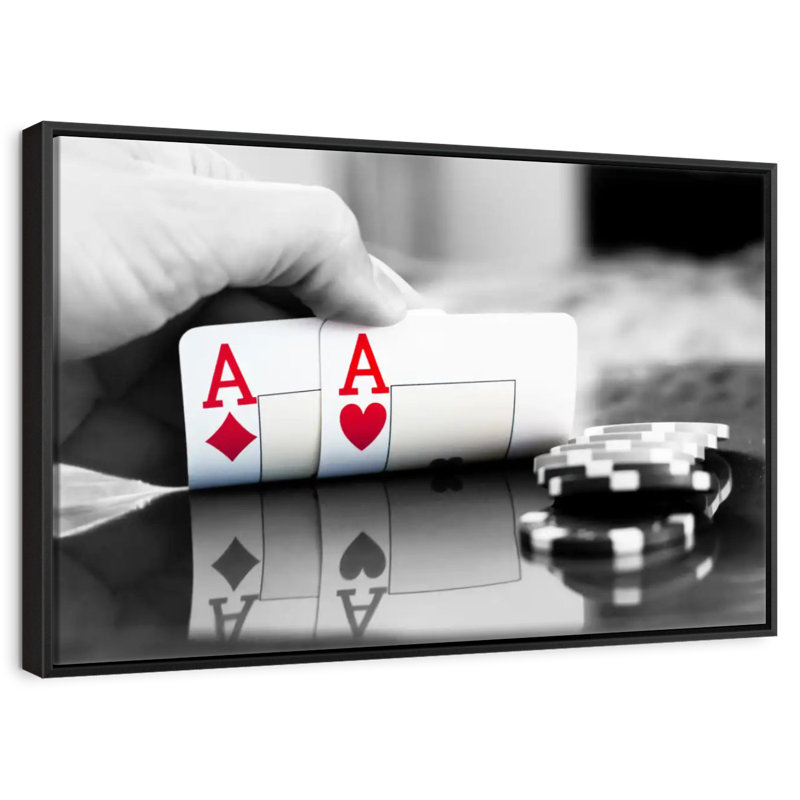 Poker Aces, 19 po x 13 po, Cadre flottant noir