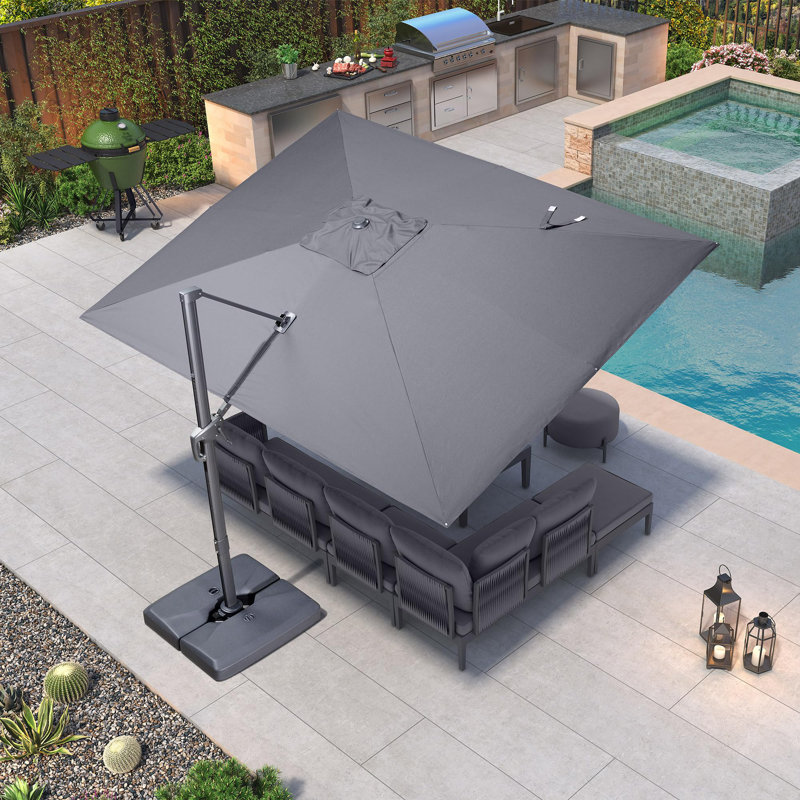 274cm X 335cm Rectangular Cantilever Parasol, Dark Grey