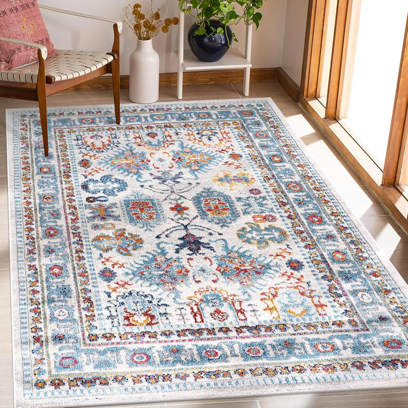 Soft Medium Pile Area Rugs Living Room Carpet Pad Oriental Vintage Rug Non Slip Entryway Rug 7650, Rectangle 80 x 150 cm