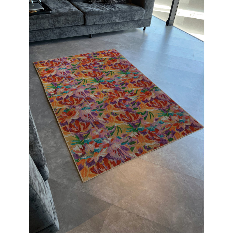 Multi-Coloured Floral Design Mixed Floral Patterned Creative Modern Decorative Rug, Runner 3'3.37" x 9'10.11"