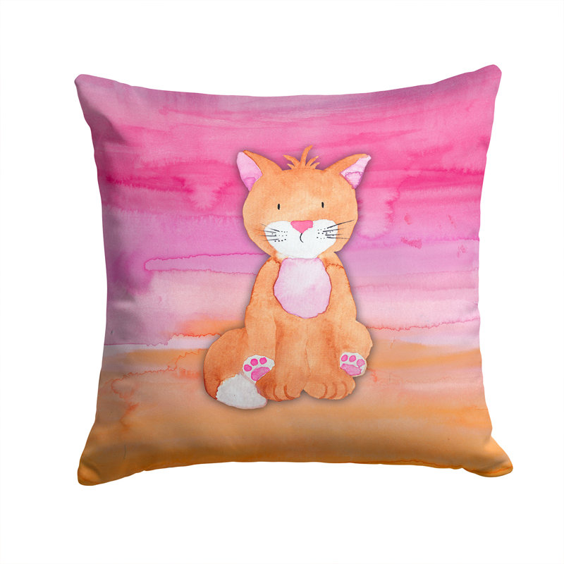 Coussin intérieur/extérieur pour chat aquarelle, 14 po x 14 po