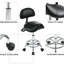 Tabouret de selle avec support pour le dos et repose-pieds, rotation sur 360 ° réglable, confortable pour les longues heures de travail dans un spa spa noir, structure en métal, poids de 6,32 lb, conception à 5 roues, ergonomique