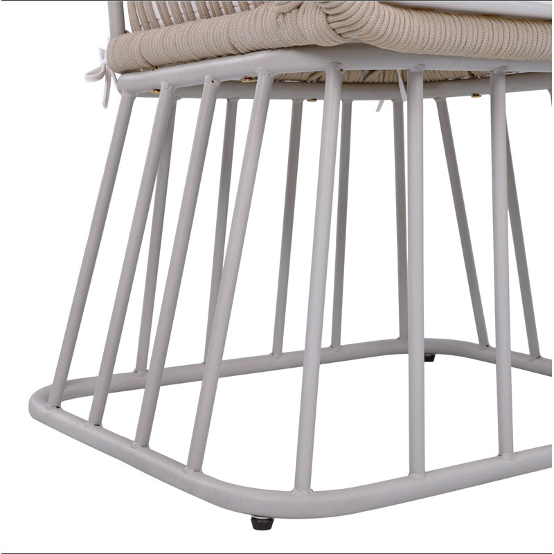 Ensemble repas d'extérieur 5 pièces - Table rectangulaire en bois de teck + 4 chaises en osier avec coussins, structure en acier, finition teck, parfait pour la terrasse, le patio ou le jardin