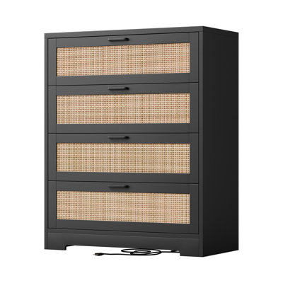 Commode à 4 tiroirs en rotin pour commode de chambre à coucher P 15,8 po x l 31,5 po x H 38,6 po