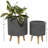 Elmira 2 Piece Magnesium Oxide Indoor Outdoor Planter with Wood Legs Set, 16", 13"H-1363405003