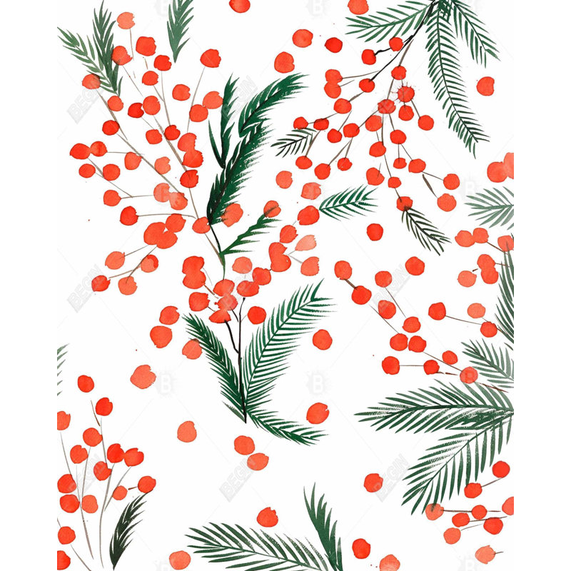 Motif de feuilles de gui - toile blanche arbres décoratifs pour la maison, H 60 po x l 48 po