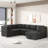 108.6" U-shaped Sectional Sofa Pull out Sofa Bed with Two USB Ports, Two Power Sockets, Three Back Pillows and a Storage Chaise for Living Room-233723879