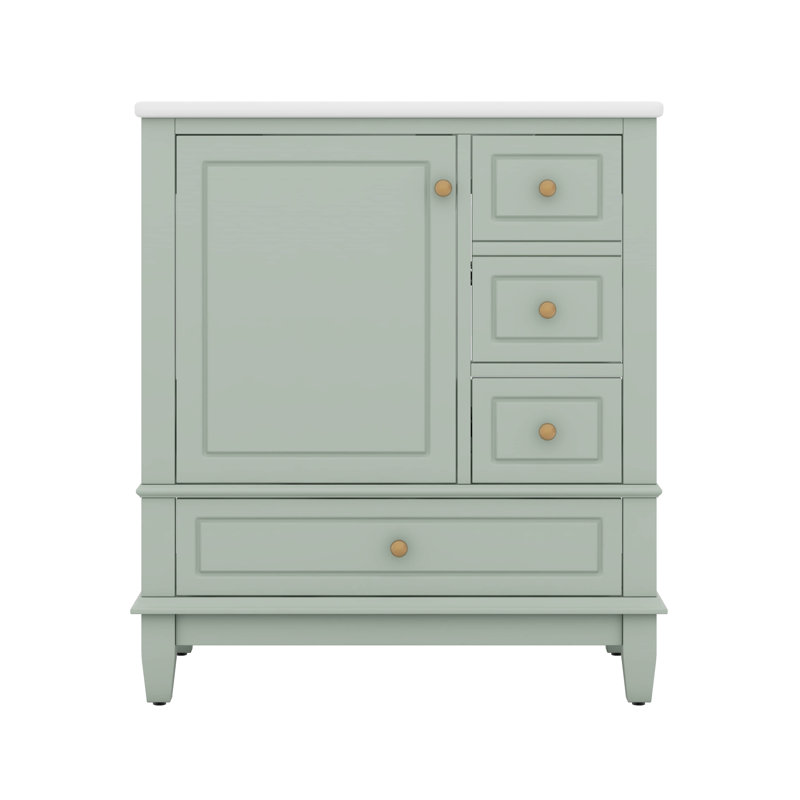 Meuble-lavabo de 30 po avec lavabo, une porte et trois tiroirs Designs, Vert clair