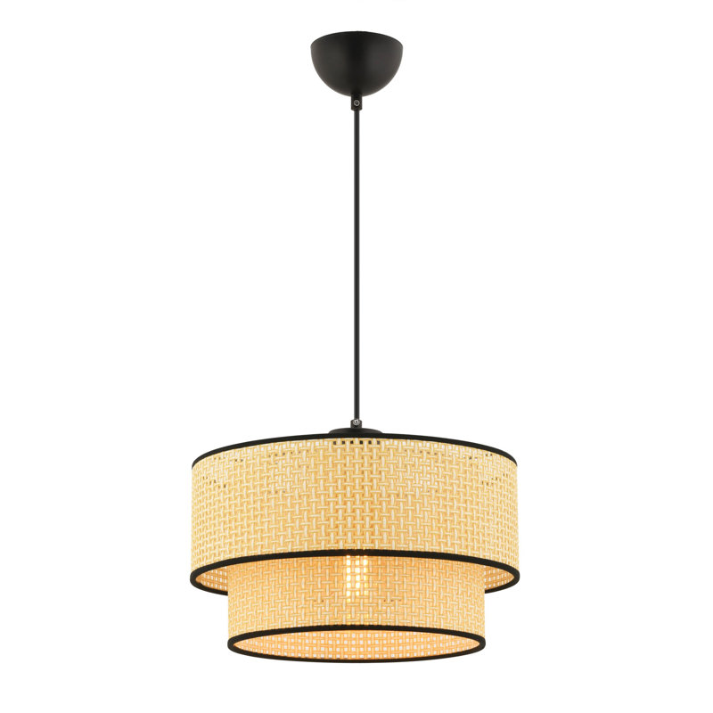 Lustre élégant couleur chameau, structure en métal, 25,6 po x 25,6 po x 7,9 po | Certifié CE, douille E27 (60 W maximum), parfaite pour la salle à manger et l'espace de vie | Élégant luminaire avec capuchon en coton, hauteur: 25,6 pouces