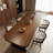 Nut-brown+Black Rectangular Solid Wood Dining Table-311030505