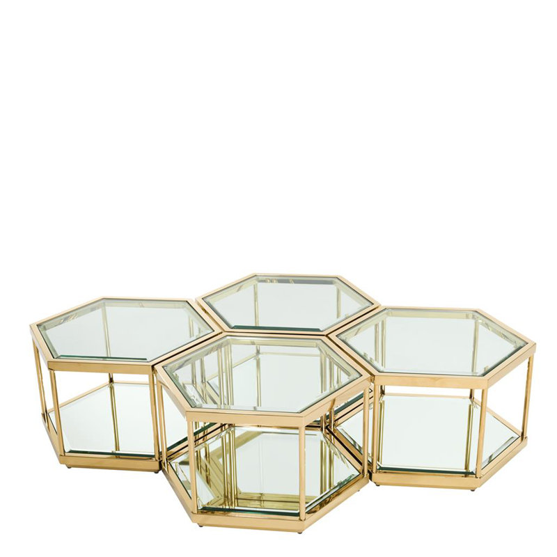 Sax Glass Top Coffee Table, Gold