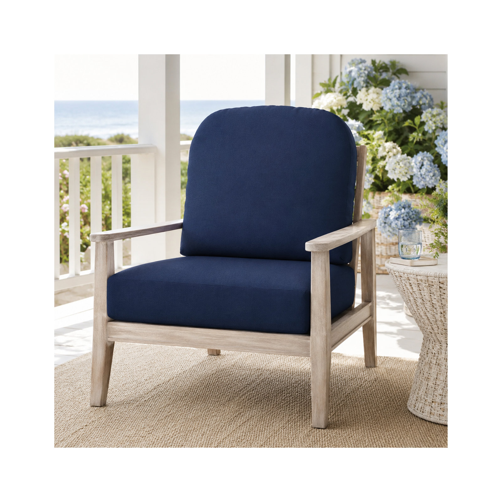 Amala Outdoor Sunbrella® Seat/Back Cushion, Canvas Navy Sunbrella® Canvas