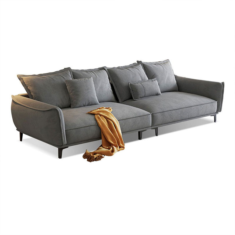 Canapé modulaire en velours gris avec coussins, L 118,11 po, Velours gris velours