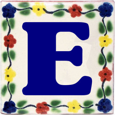 4.2" x 4.2" 2pcs TalaMex Bouquet Talavera Clay House Letter E