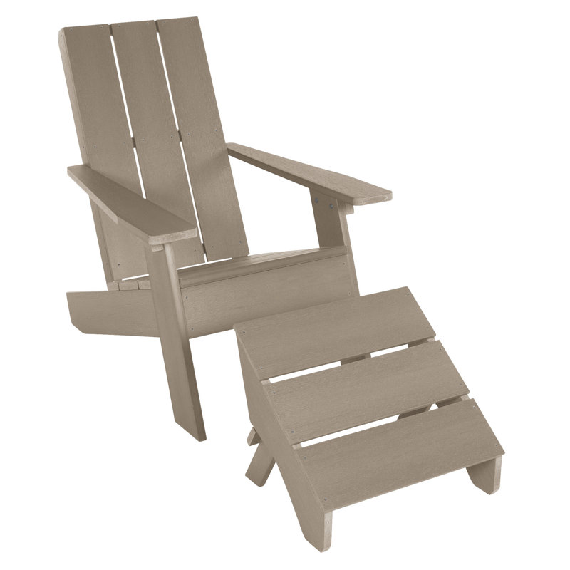 Cania Outdoor Adirondack Chair With Ottoman, Woodland Brown