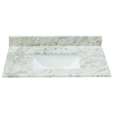 37'' Glacier White Granite Single Bathroom Vanity Top with Sink