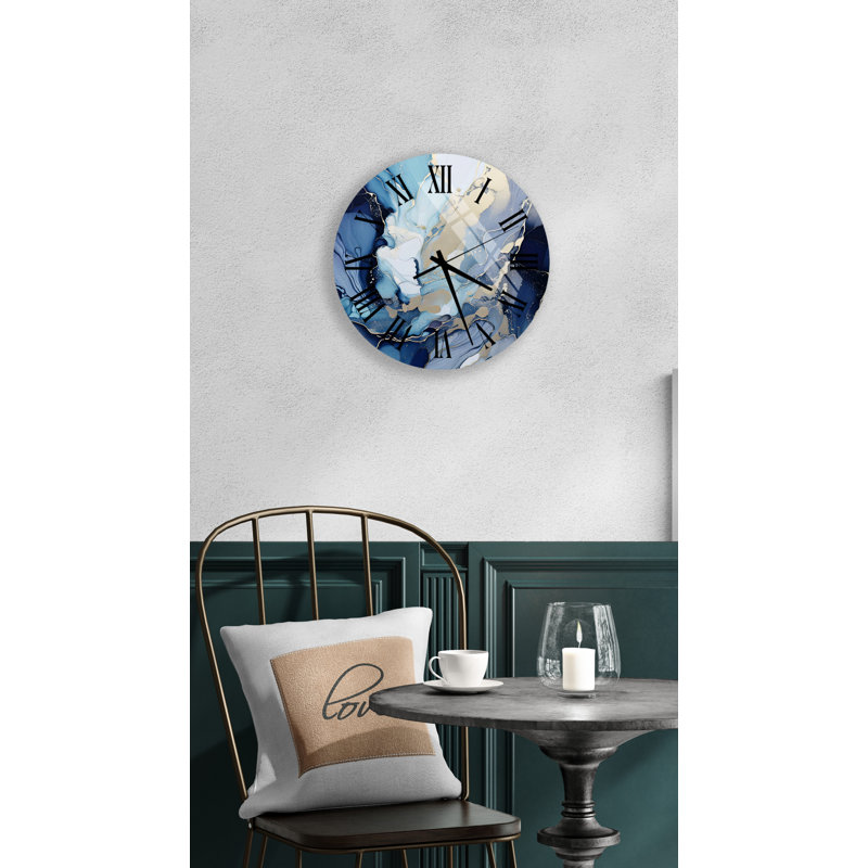 Horloge murale moderne en verre trempé, Noir