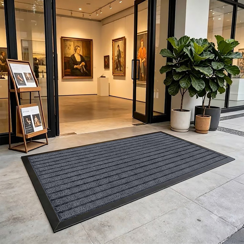 Non-Slip Indoor/Outdoor Hallway Kitchen Bedroom Rubber Door Mat, GREY, 80x300