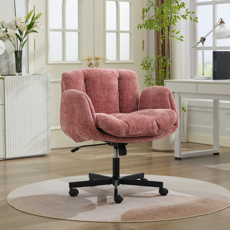 Adjustable Swivel Office Chair,Modern Fabric Ergonomic Computer Desk Chair For Home Office, Makeup, Bedroom