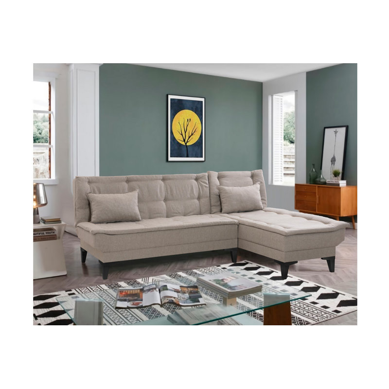 Canapé modulaire d'angle rembourré 88,6 po Sky, 100 % lin crème