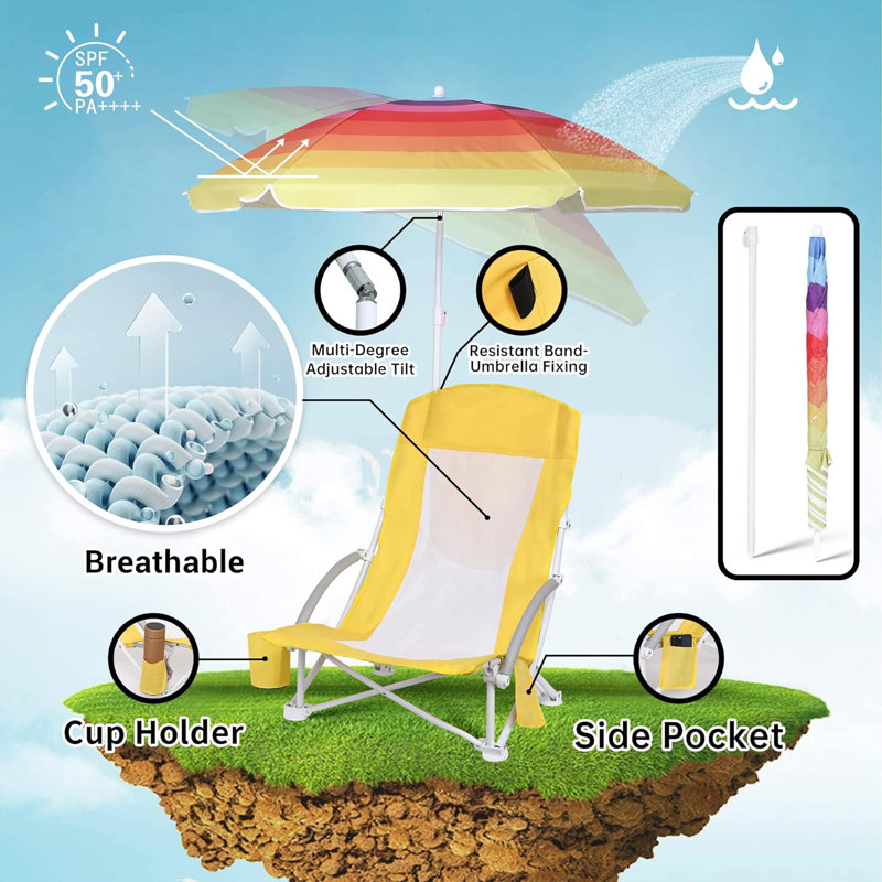 Starri Folding Beach Chair, Yellow