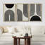 «Spiral Parabolas & Solid Semi Circle Modern Neutral», impression sur toile encadrée sur toile, 3 pièces-1421247153-1421247158