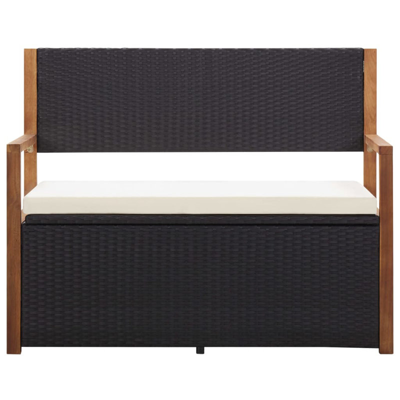 Banc de jardin en acier Covertt, Cadre noir / coussin blanc