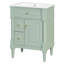 Meuble-lavabo compact vert avec lavabo, structure en bois massif, rangement de salle de bain moderne