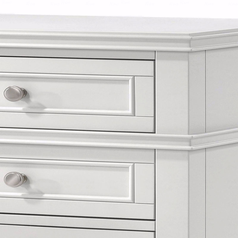Table de chevet 3 tiroirs avec ports USB, Blanc
