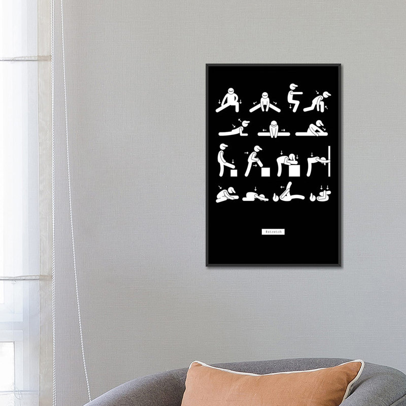 " Workout " by GraphINC, 26" H x 18" W x 1.5" D, Black Framed Canvas, No Mat