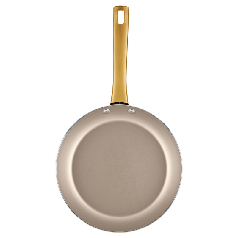 Champagne Nonstick Aluminum Cookware Set with Gold Handles, 12 Piece